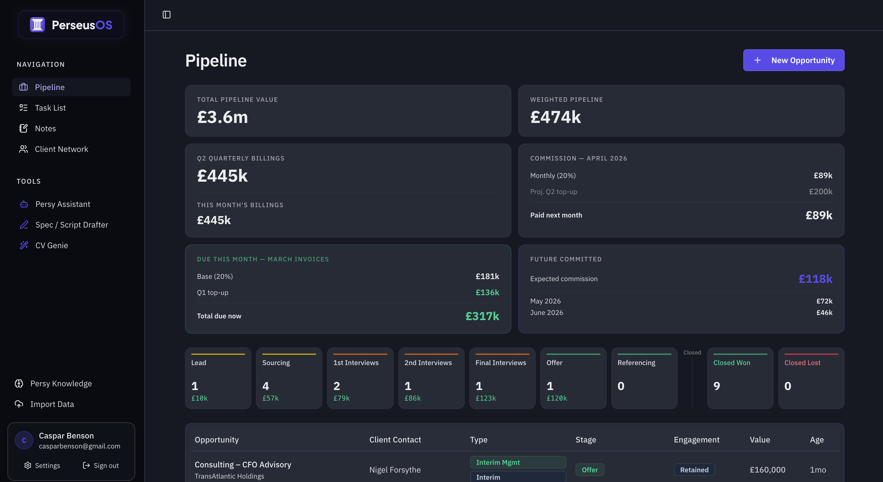 Custom CRM pipeline view showing deal stages